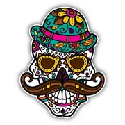 DOPASTICKER Hipster Sugar Angry Skull Day Of The Dead Sticker Decal Phone Decal Water Bottle Stickers, Cars Stickers, Water Bottle Stickers For Kids