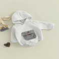 thumbnail image 3 of Baby Girls Boys Spring Autumn Hooded Romper Long Sleeve Contrast Color Romper with One Pocket, 3 of 9