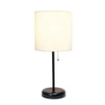 thumbnail image 3 of LimeLights Black Stick Lamp with USB charging port and Fabric Shade, White, 3 of 10