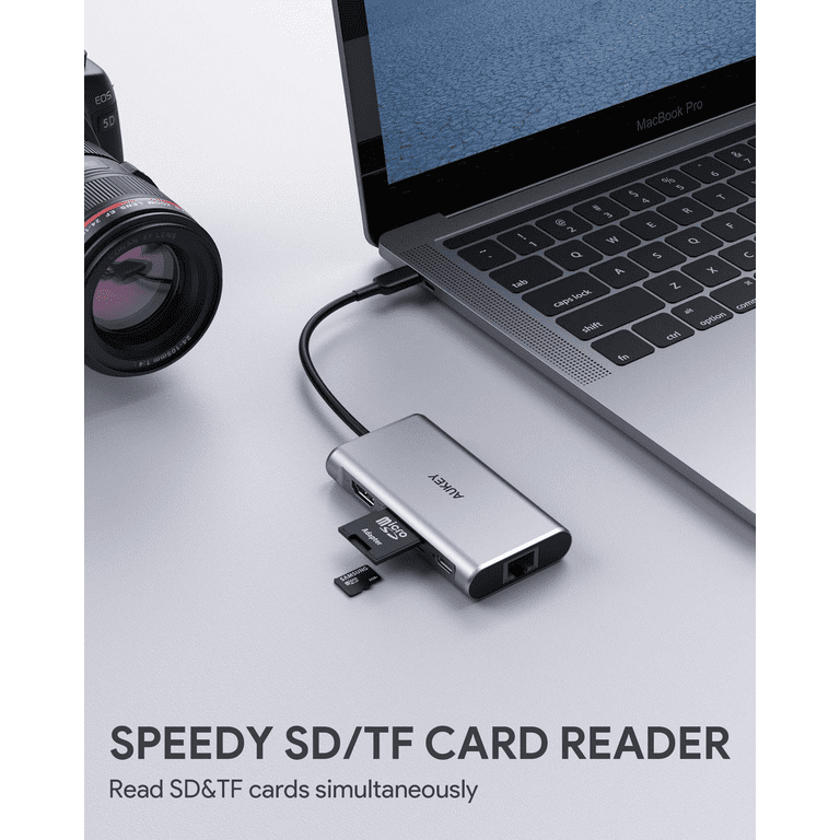 Hub USB-C 6 en 1 multi-ports aluminium Docking Station MacBook 4K HDMI + Carte  SD + USB-C - Gris - Acheter sur PhoneLook