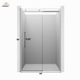 thumbnail image 6 of CASAINC 48 in. W x 76 in. H Sliding Frameless Shower Door in Brushed Nickel Finish with Soft-Closing and 3/8 in. Tempered Glass, 6 of 9