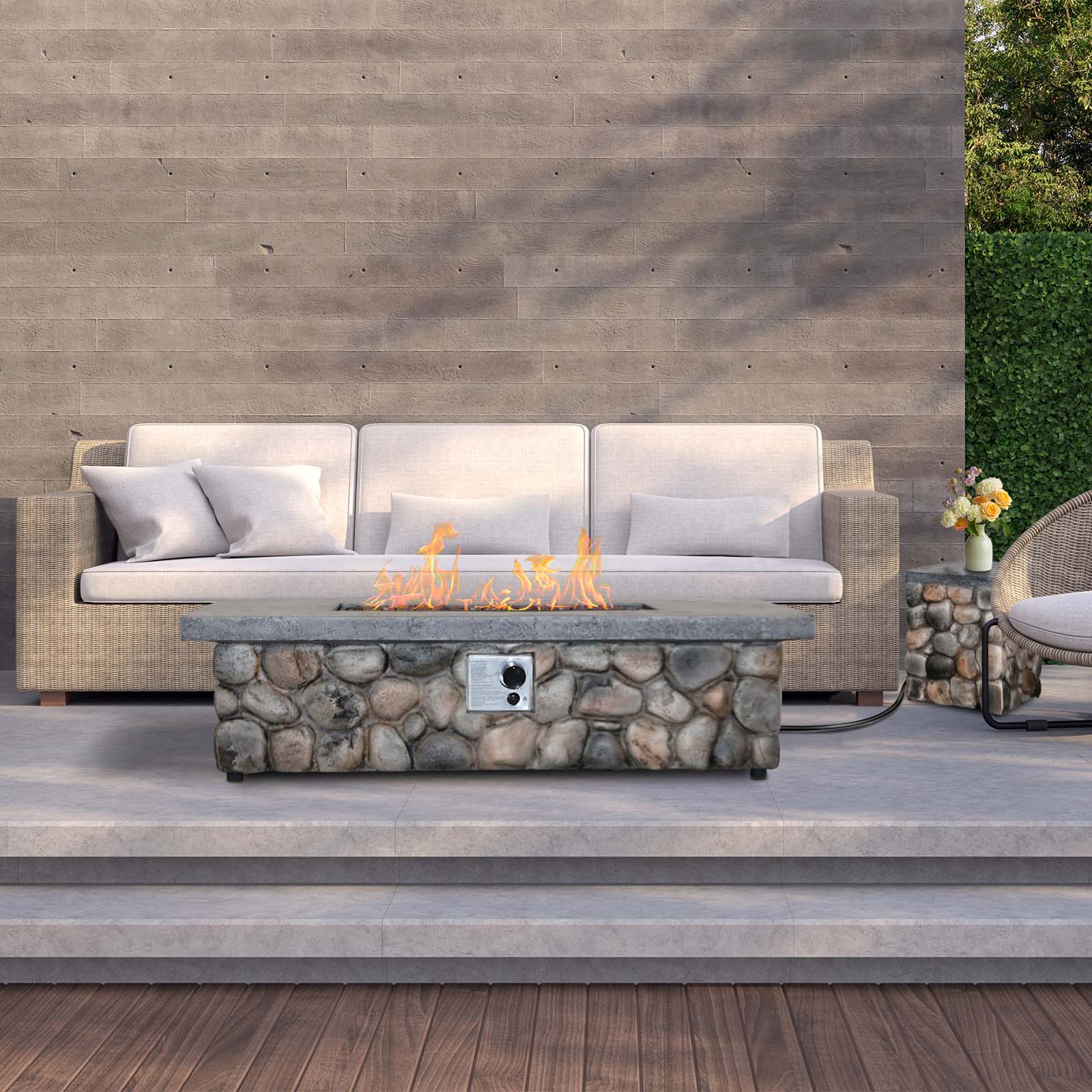 Afterglow Firepits All Terrafab External Gas Tank for Outdoor Use Rectangular 50000 Btu, Gray