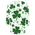 thumbnail image 4 of Besolor T-Shirts de la Saint-Patrick pour Femmes 2025 Graphique Trèfle Col Rond Manches 3/4 Hauts Décontractés Grande Taille T-Shirts d'Été, 4 of 5