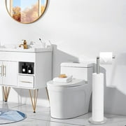 PHANCIR Freestanding Toilet Paper Holder with Top Storage Shelf, Modern Bathroom Toilet Paper Roll Holder, Silver