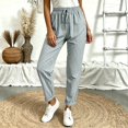 thumbnail image 6 of JULMCOMO Pants for Women Striped Drawstring Elastic Waist Relaxed Fit Casual Trousers Rolled Cuff Ankle Daily Comfy Pants with Pockets Green S, 6 of 6