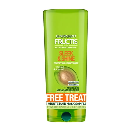 Garnier Fructis Sleek & Shine Conditioner with a Free Smoothing Treat 1 Minute Hair Mask Sample, 1 kit