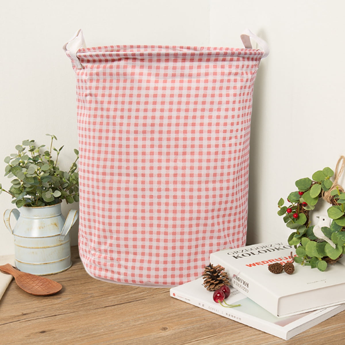 Foldable Washing Clothes Basket Canvas Sorter Laundry Bag Storage Hamper 