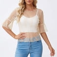 thumbnail image 2 of DHFJKG Womens Mesh T Shirt Half Sleeve Sexy See Through Floral Embroidery Slim Fit Crew Neck Tee Summer Going Out Clothes Soft Tops, 2 of 4