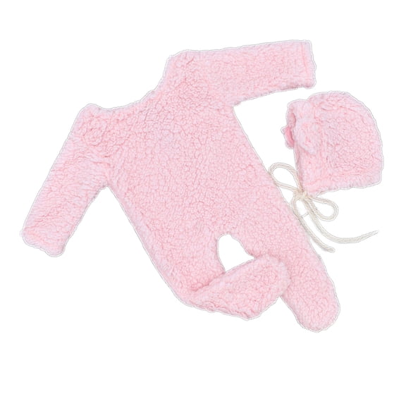 Baby Photo Props Berber Fleece Bear Ear Hat & Jumpsuit Set Photo Props Infant Photography Outfit 2PCS