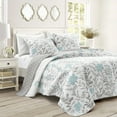 thumbnail image 5 of Lush Decor Aprile Soft Reversible Floral Quilt Set, 3 Piece Set, California King, Blue & Gray - Beautiful Floral Bedding Set - California King Quilt - Spring Decor - Cottage & Farmhouse Bedroom Décor, 5 of 9