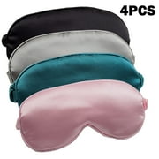 Sleep Mask 4 Pack Silk Eye Cover Soft Satin Blindfold Elastic Strap Night Eyeshade Travel Nap for Women Men