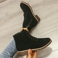 thumbnail image 5 of B91xZ Bottines à Talon Bas pour Femmes Bout Rond Bottes de Combat Lacets Compensés Moto, Noir 7, 5 of 5