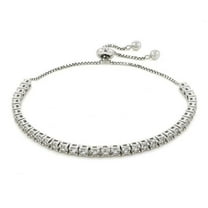 Fine Color Jewels Sterling Silver Adjustable White Sapphire Tennis Bracelet
