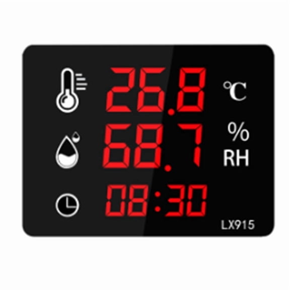 Digital Temperature and Humidity Thermometer Time Display Dual Use LED Screen High  LX915