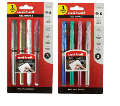 uni-ball Gel Impact, Metallic, Assorted color, 0.7mm, 6+2 Count