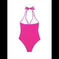 thumbnail image 4 of Trajes de Baño de una Pieza con Control de Abdomen para Mujer, Trajes de Baño Push Up con Cuello Halter Rosa Roja L, 4 of 7
