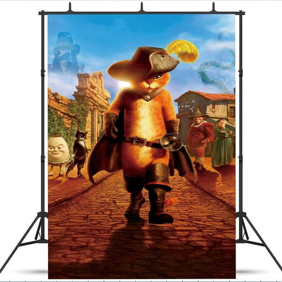 Puss in Boots Poster Wall Decor Birthday Banner Backdrop Background Party Supplies Taspestry