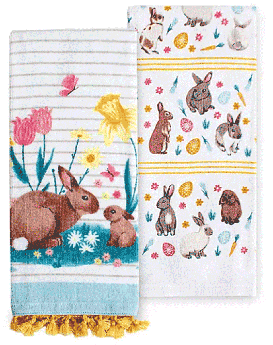 Celebrate Easter Together Bunny Kitchen Towels Set Of 2 NWT 