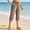 Khaki, variant on Women Beach Capris with Zip Pocket Button Decorated Pants Sdie Split Trousers Summer Dressy Clothes