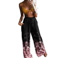 thumbnail image 4 of WILLBEST Pantalones Casuales de Cintura Alta para Mujer, con Cordón, Estampado de Plumas y Flores, Pantalones Largos Bohemios con Bolsillos para La Playa, para Un Estilo Sin Esfuerzo. Mediana, 4 of 7