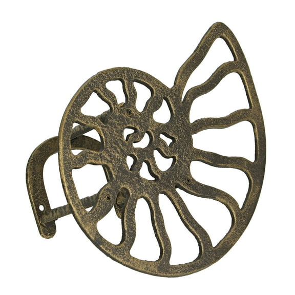 Zeckos Bronze Cast Iron Nautilus Shell Garden Hose Holder Hanger