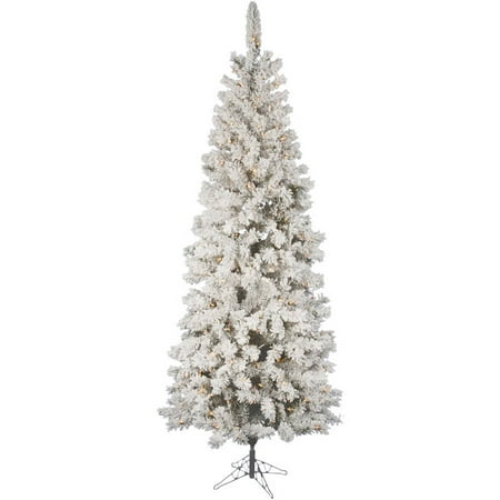 - Vickerman Pre-Lit 7.5' Flocked Pacific Artificial Christmas Tree, LED, Warm White Lights