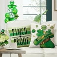 thumbnail image 6 of St. Patricks Decorative Throw Pillow Covers 18x18 Set of 4, Shamrock Clover Top Hat Lucky Charms Outdoor Pillowcase, Pinch Proof Stripes Gold Coins Irish Spring Cushion Case Home Decor, 6 of 6