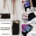 thumbnail image 5 of ChicShell Moto G Stylus 5G 2023 Wallet Case with Cards Holder + Zipper Pocket + Metal Crossbody Shoulder Strap + Make-Up Mirror, Flip Cover Stylish Phone Case for Motorola G Stylus 5G 2023, Black, 5 of 8
