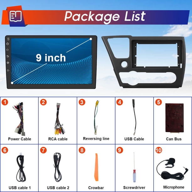 Awesafe 10 Touch Screen Car Radio Stereo for Honda Civic 2013 2014 2015  ,Built in Apple Carplay Andriod Auto, Support Mirroring GPS Navigation  Steering Wheel Control Wifi - Walmart.com