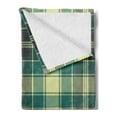 thumbnail image 2 of Plaid Soft Flannel Fleece Blanket, Horizontal and Vertical Stripes in Tartan Pattern Geometric Style Pattern, Cozy Plush for Indoor and Outdoor Use, 60" x 80", Yellow Jade Green Grey, by Ambesonne, 2 of 5
