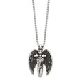 thumbnail image 2 of Stainless Steel Ball Beaded Necklace with Pendants Chain Chisel Antiqued Brushed and Polished Winged Sword Pendant on a 22 inch 21.2 mm, 2 of 5