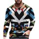 thumbnail image 1 of Camiseta de diario unisex para hombre, estampado gráfico en 3D, estampado cruzado, manga larga, blusa informal Pompotops oipoqjl6888, 1 of 3