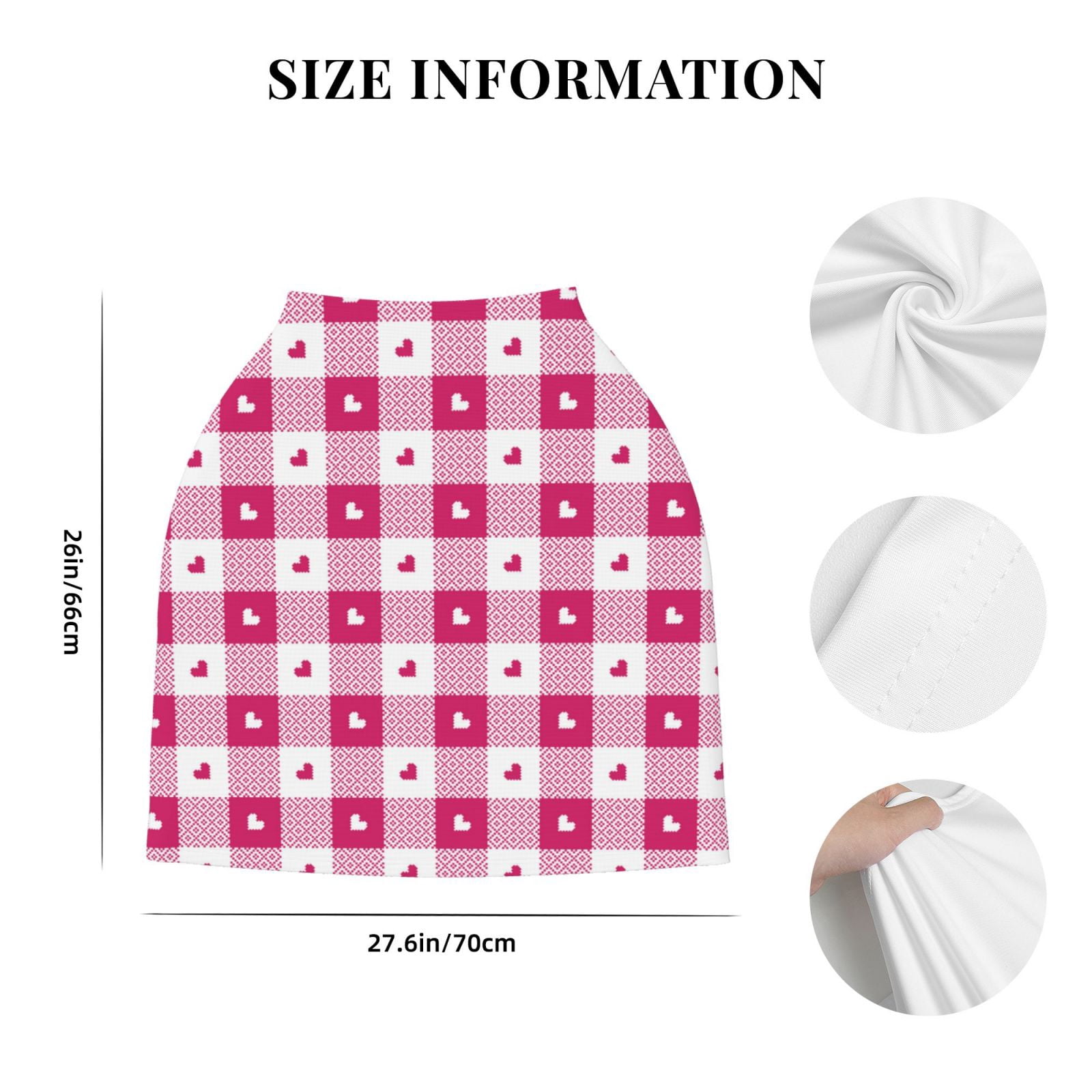 Fotbe Plaid Heart Pattern Car Seat Covers for Babies, Nursing Breastfeeding Cover Infant Carseat Canopy, Soft Stretchy Carrier Cover