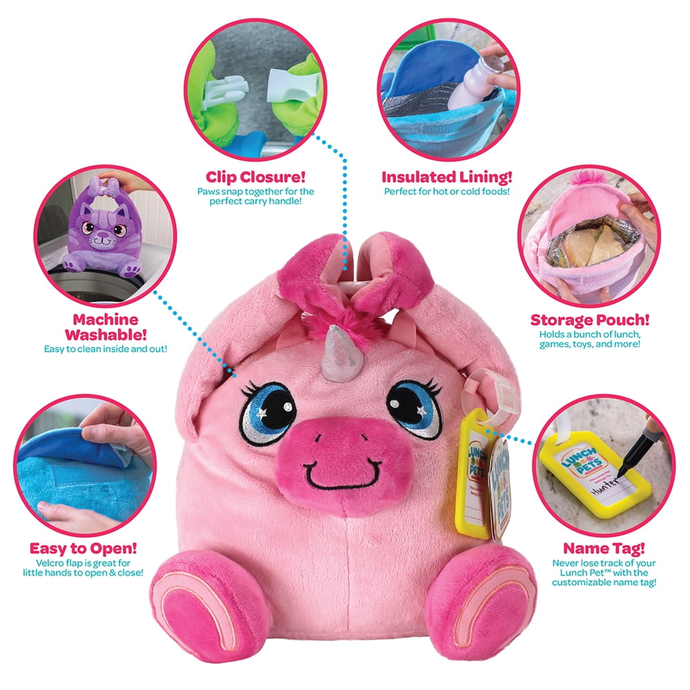 Lunch Pets Insulated Kids Lunch Box As Seen on TV Plush Animal and Lunch Box
