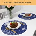 thumbnail image 5 of Christmas Snowflakes Round Placemats Set of 2, Braided Polypropylene Place Mats, Winter Xmas Pine Leaf Navy Blue Washable Table Mats for Kitchen Dinner Holiday Wedding Party Coffee Table Decor 13", 5 of 9