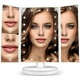thumbnail image 2 of Tri-Fold 21-LED Lighted Portable Makeup Mirror White, Magnifying & 180 Rotation- White, 2 of 8