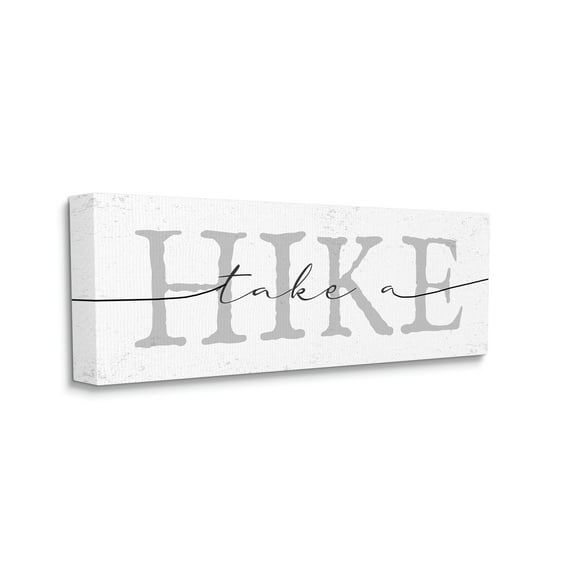 Stupell Industries Take A Hike Quote Minimal Black Grey White Typography Painting Gallery Wrapped Canvas Art Print Wall Art, 10 x 24