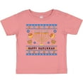thumbnail image 3 of Inktastic Happy Hanukkah Sweater Style Design with Menorah and Dreidel Boys or Girls Baby T-Shirt, 3 of 5