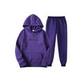 thumbnail image 1 of MAWCLOS Survêtements pour Femmes Ensembles à Capuche Deux Pièces Ensemble de Jogging à Manches Longues Décontracté Violet Foncé TP, 1 of 2