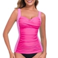 thumbnail image 4 of Ocean Blues Women's V Neck Twisted Tummy Control Ruched Tankini Top, 4 of 6