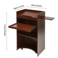 thumbnail image 3 of TOOL1SHOoo 23.6*15.7*45.7" Rolling Lectern Podium Presentation Stand School Church Pulpit with Shelf Reddish-brown, 3 of 16