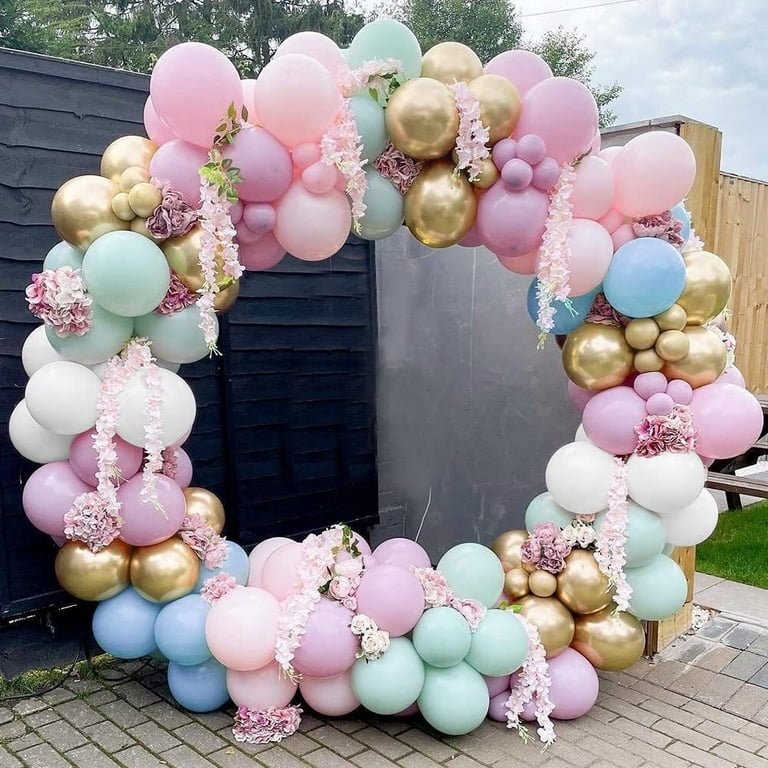 Pastel & Gold Party Streamer & Balloon Backdrop