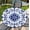 Blue Tile, variant on Round Fitted Tablecloth with Elastic Edge, Stain Resistant Waterproof Fabric Table Cover for 49"-52" Round Table, Indoor Outdoor Dining, Kitchen Decor, Camping, Holiday, Party, Mandala Brown
