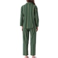 thumbnail image 3 of INSPIRAR CHIC Pijamas de Algodón para Mujeres, Con Botones, de Manga Larga, con Cuello Notch, Conjunto de 2 Piezas de Ropa de Casa con Bolsillos, S Verde, 3 of 6