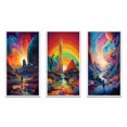 thumbnail image 2 of Designart "Visionary Rainbow Mystery Landscapes III" Abstract Landscape Framed Wall Art Set Of 3 - Multicolor Abstract Landscapes Frame Canvas Set For Living Room Decor, 2 of 6