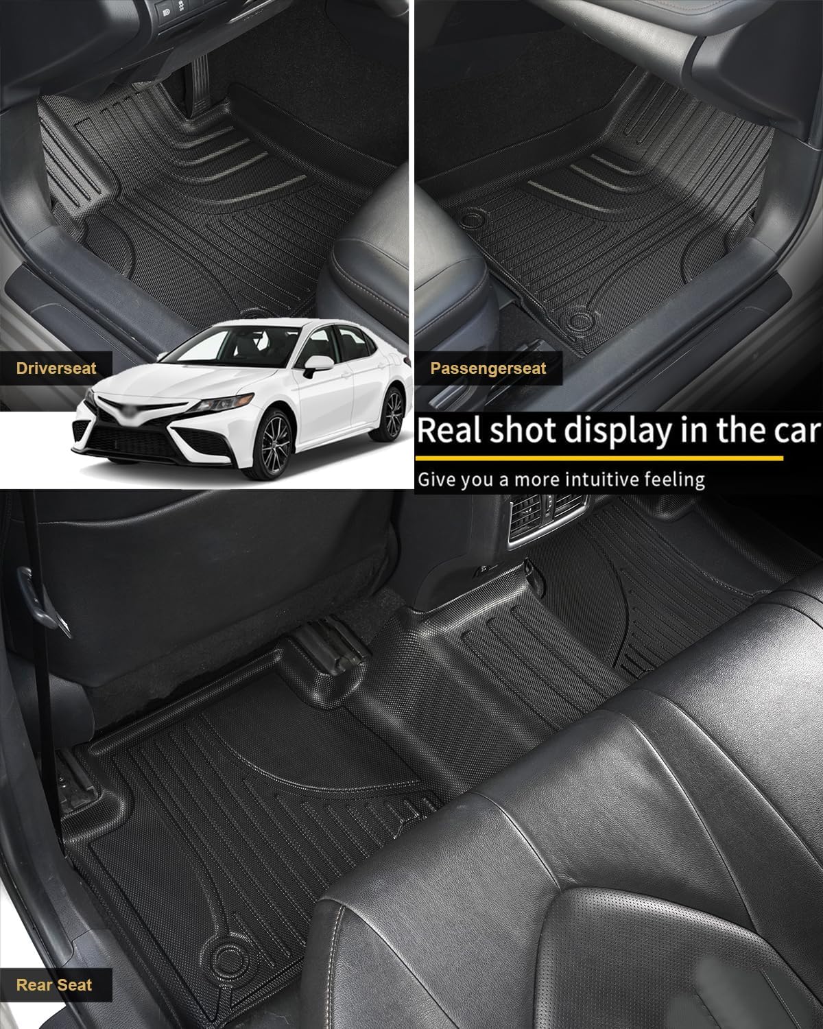 IKABEVEM Car Floor Mats & Cargo Liner Fit for Toyota Camry FWD 2018-2024 Row Trunk Mat Full Set TPE All Weather Protection