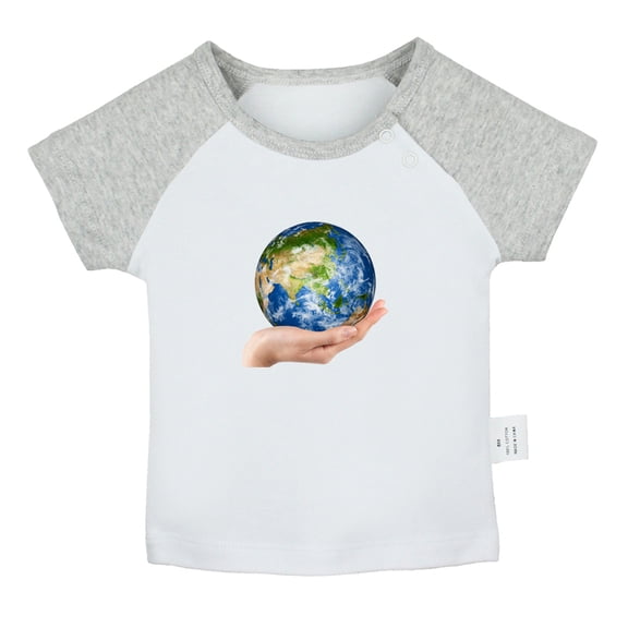 Nature Earth Pattern T shirt For Baby, Newborn Babies T-shirts, Infant Tops, 0-24M Kids Graphic Tees Clothing (Short Gray Raglan T-shirt, 0-6 Months)