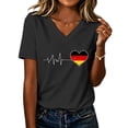 thumbnail image 2 of Women's Football Graphic T-Shirt, Women's V Neck Short Sleeve T Shirt, Casual Letter Print Tee, Fashion Summer Top for Soccer Tournament 2026 Gray Size: S, 2 of 6