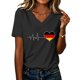 thumbnail image 2 of Women's Football Graphic T-Shirt, Women's V Neck Short Sleeve T Shirt, Casual Letter Print Tee, Fashion Summer Top for Soccer Tournament 2026 Gray Size: M, 2 of 6