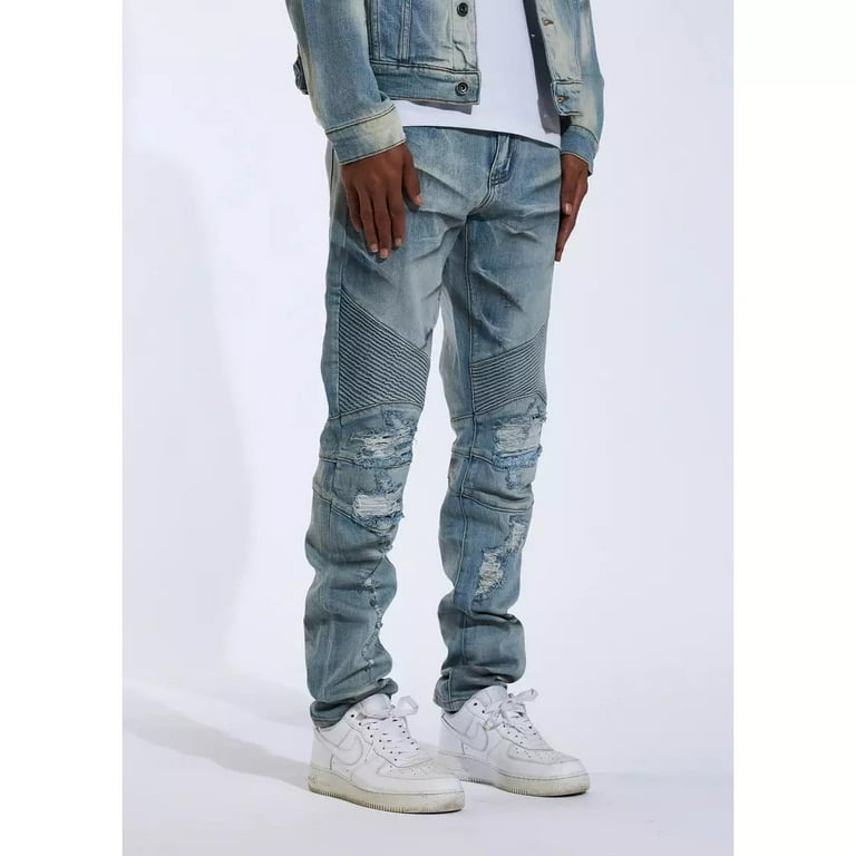 Dark Blue + Blue Stitching Low Rise Full Length WRUP Denim